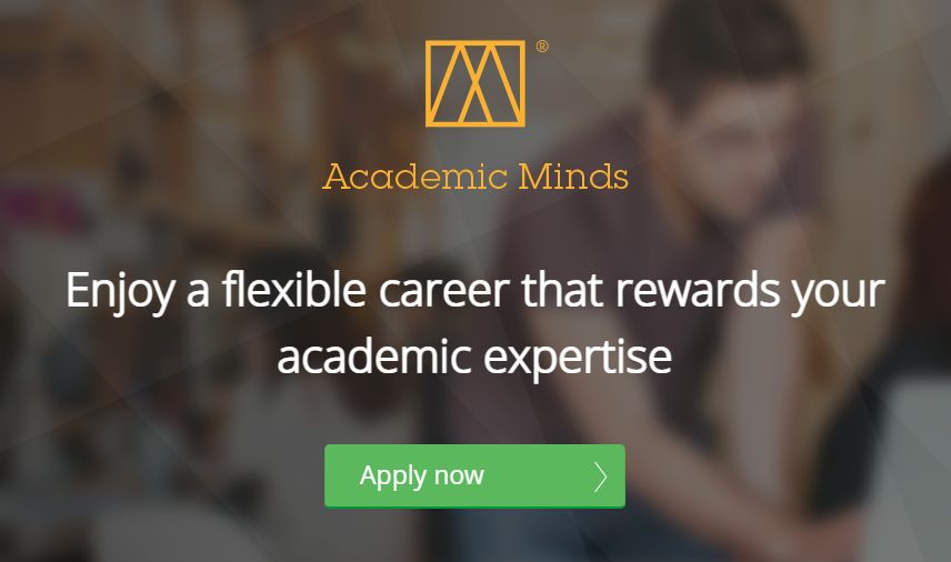 An image showing the Academic Minds website homepage