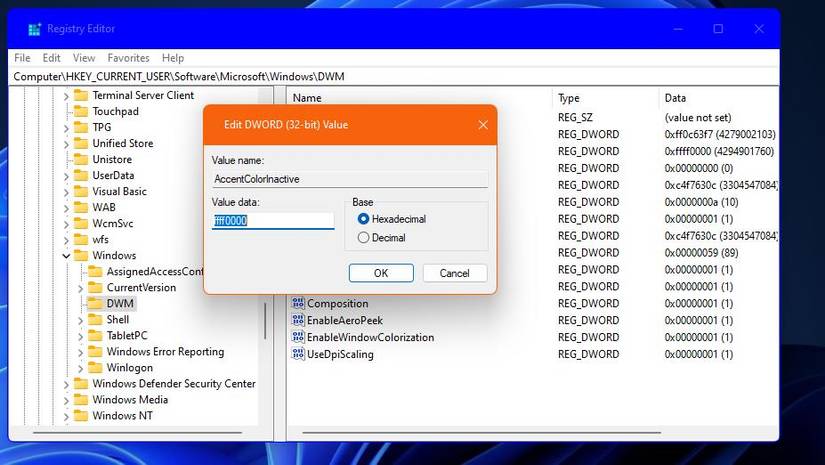 How to Set Colors for Active and Inactive Title Bars in Windows 11