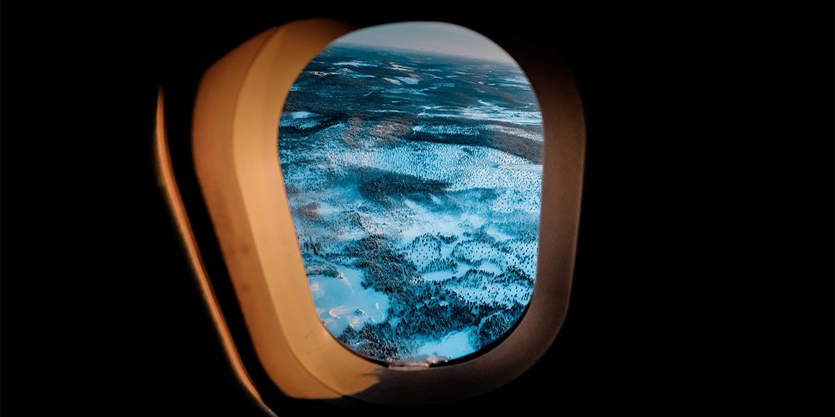 Photo taken through an airplane window