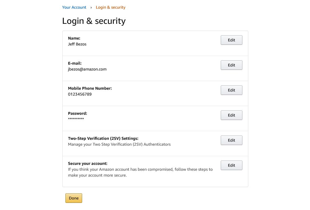 amazon login and security