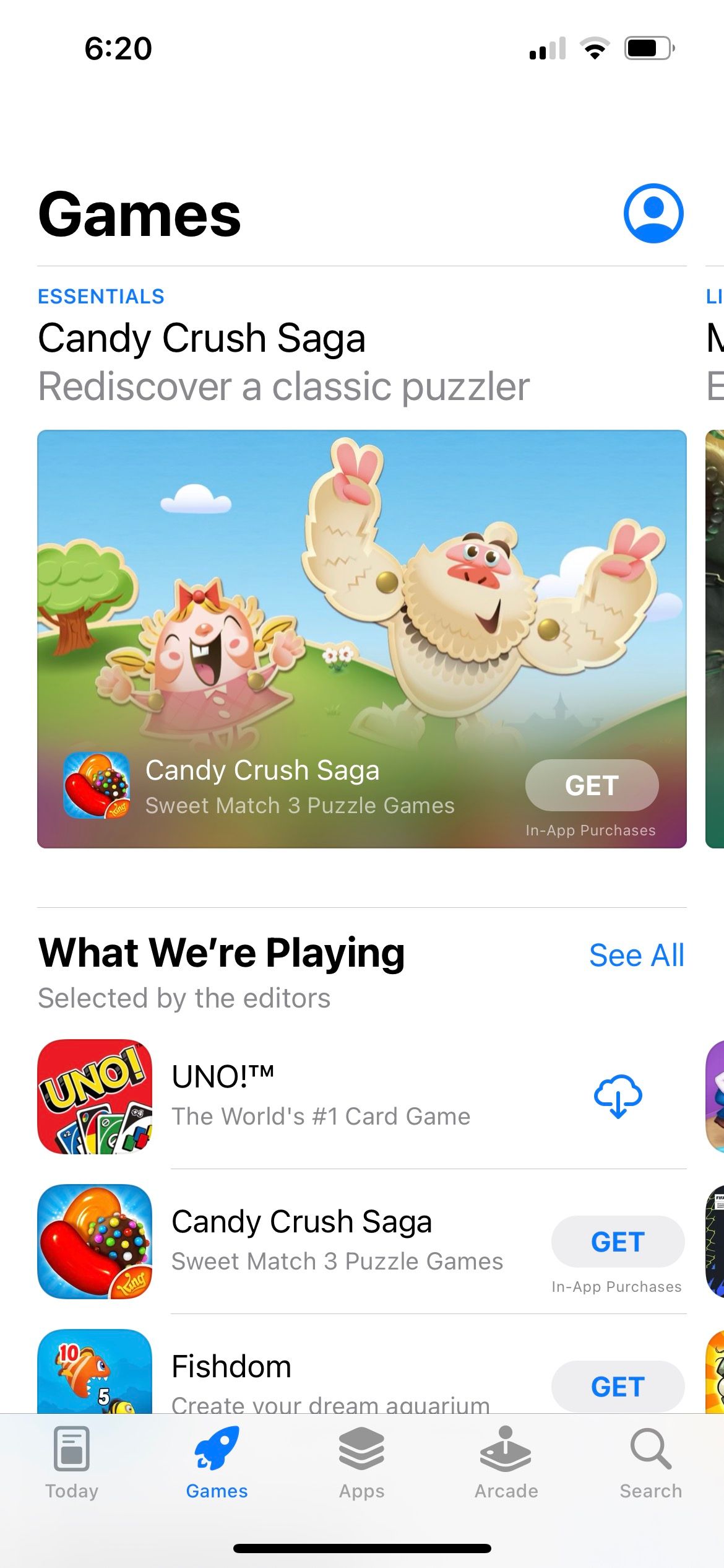 games tab in iphone app store
