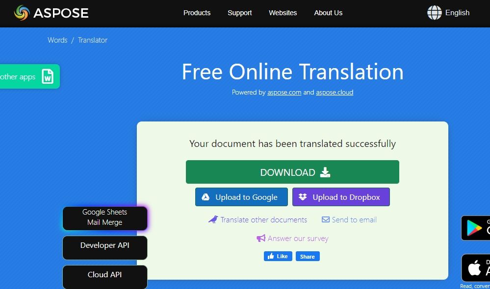 aspose online translation tool