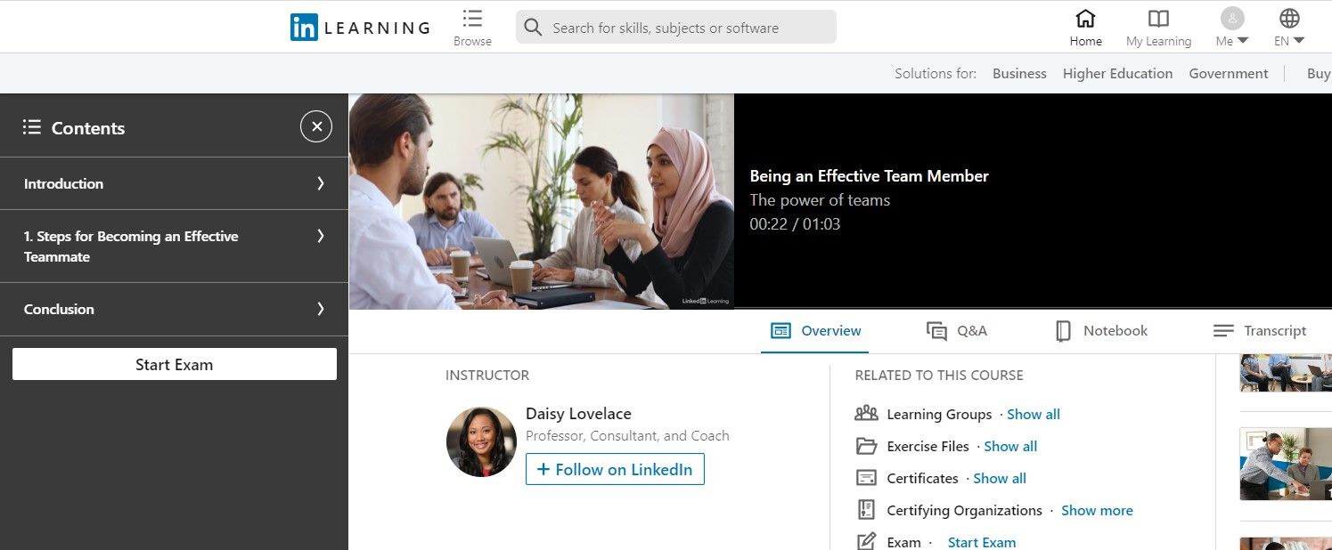 being an effective team member linkedin learning course