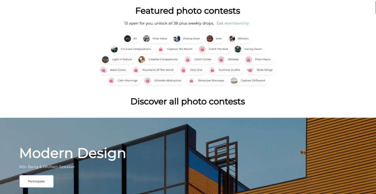 ViewBug میزبان چالش ها و مسابقات عکاسی متعدد با جوایز عالی مانند دوربین ها، پهپادها و بلندگوها است.