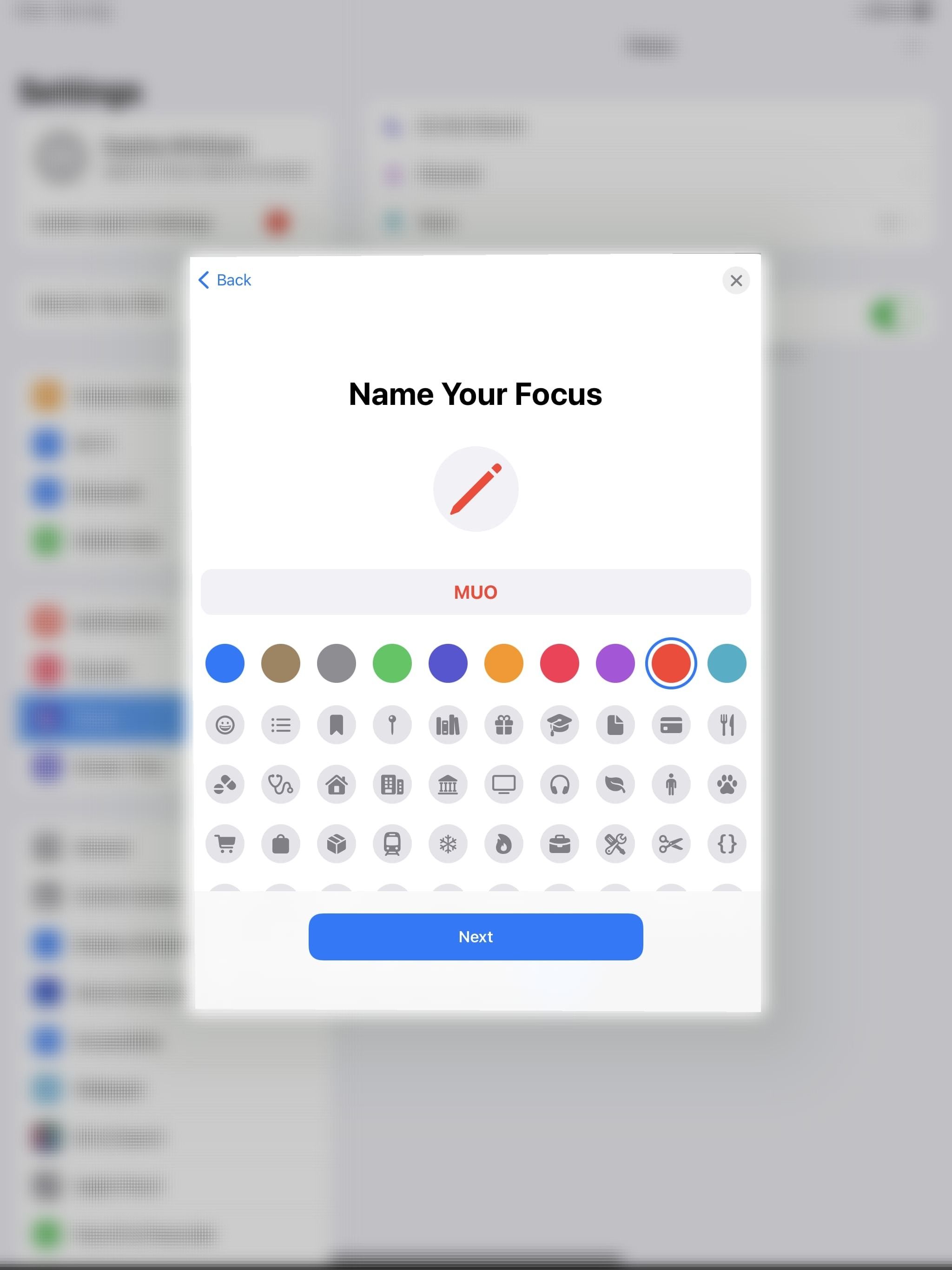 Naming your iPad Focus mode 