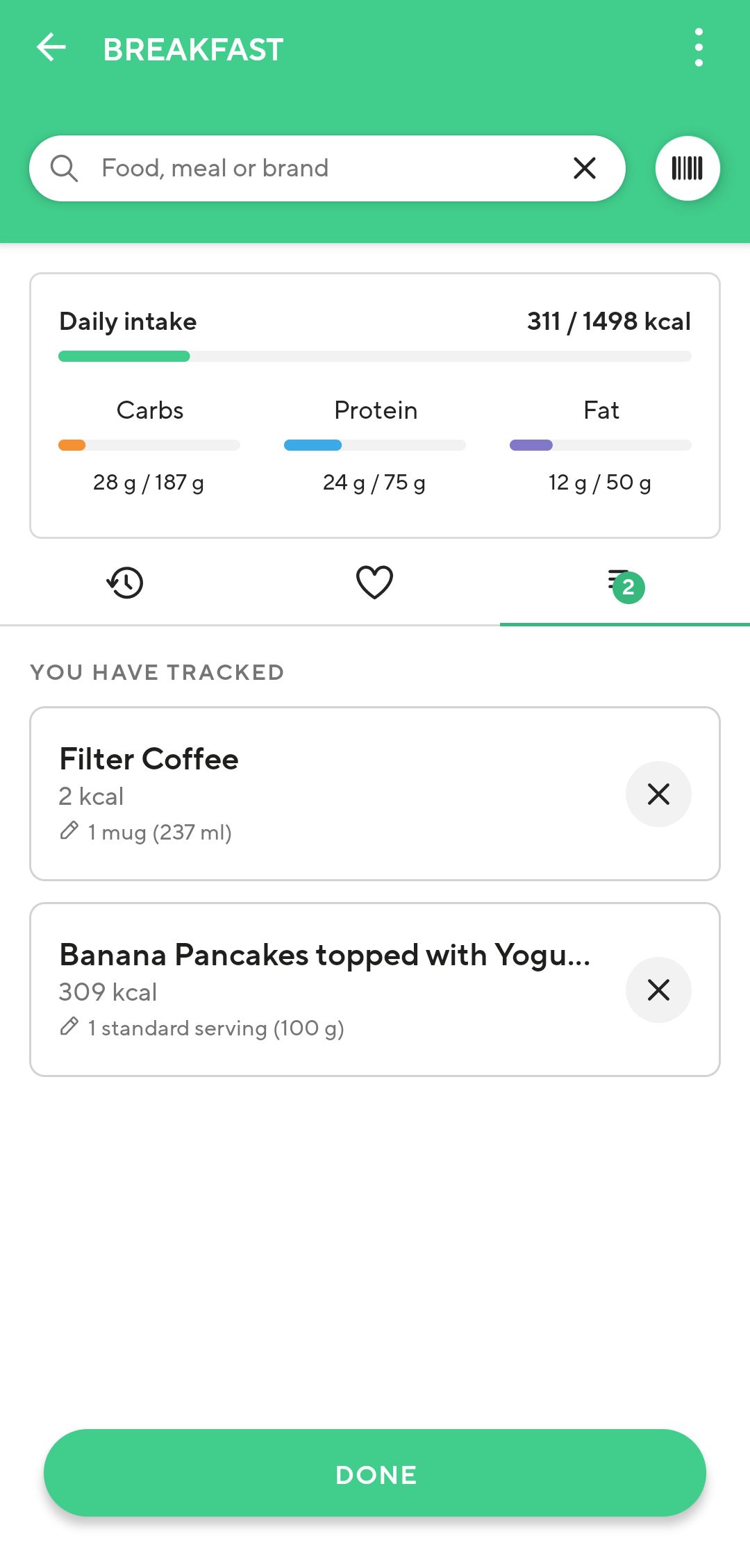 Breakfast Diary on Lifesum App