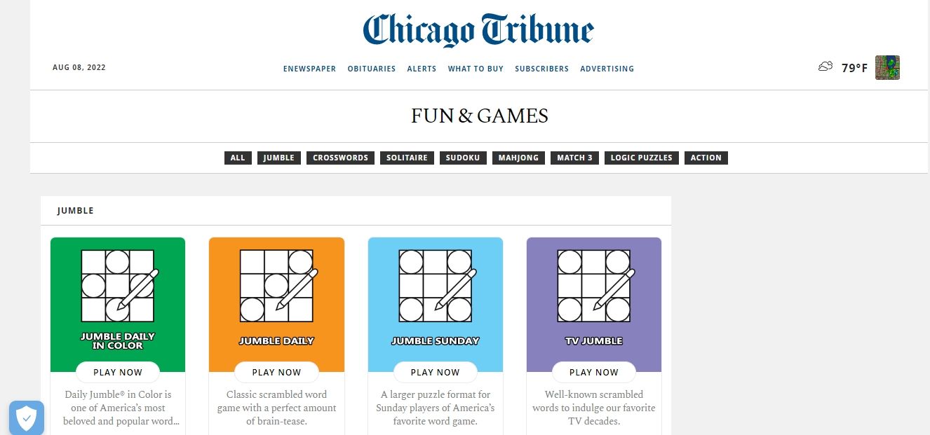 chicago tribune jumble screenshot