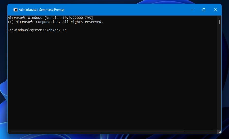 The chkdsk /r command