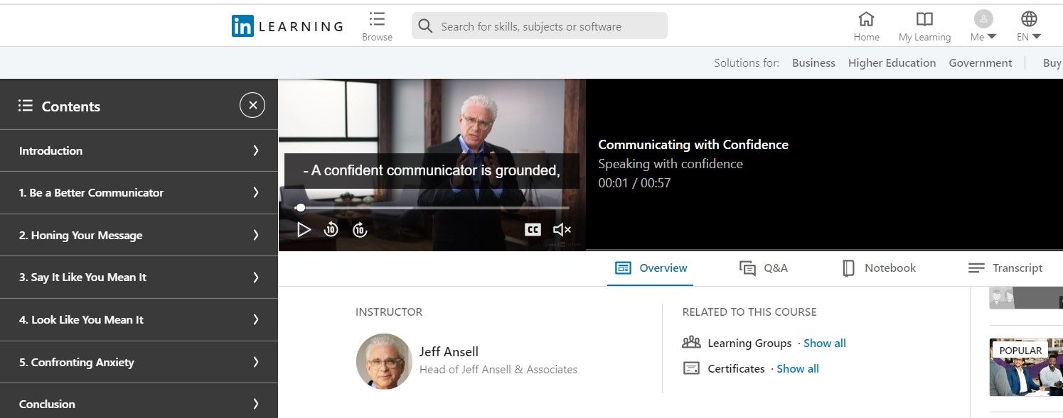 communicating with confidence linkedin learning course