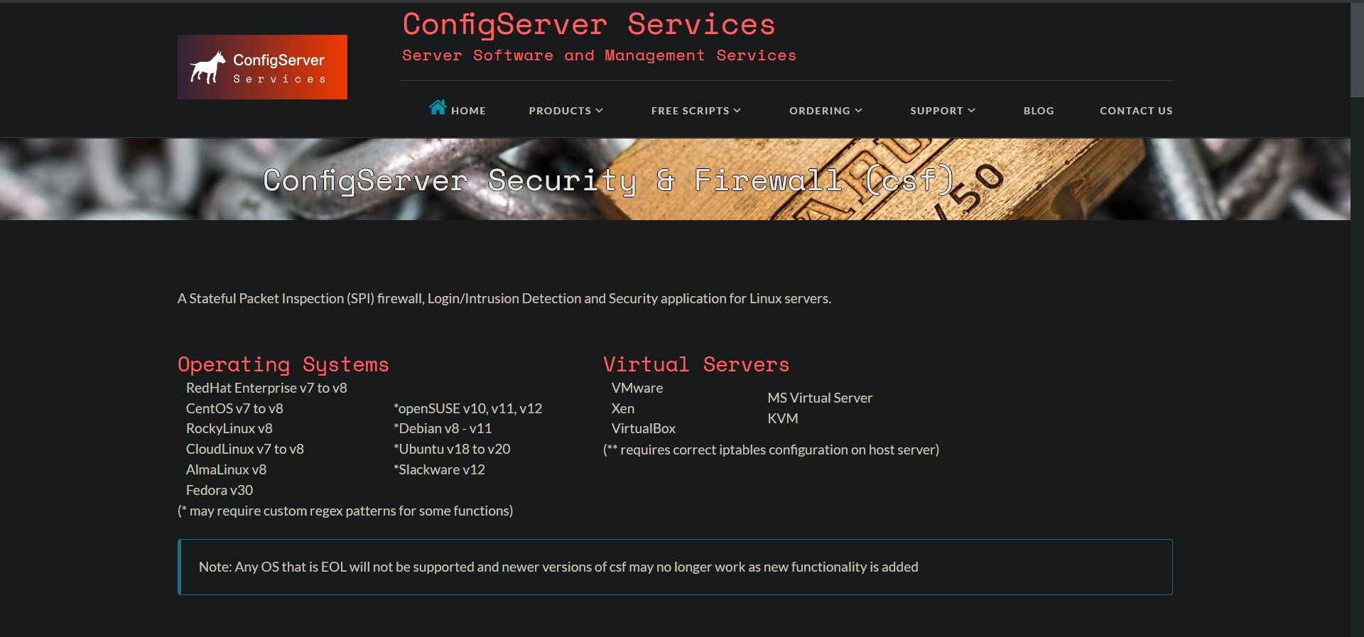Configserver Firewall Website Home Page