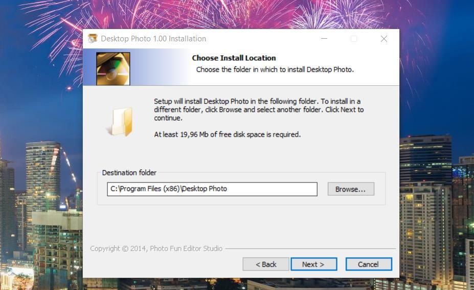 The Desktop Photo 1.00 installer window