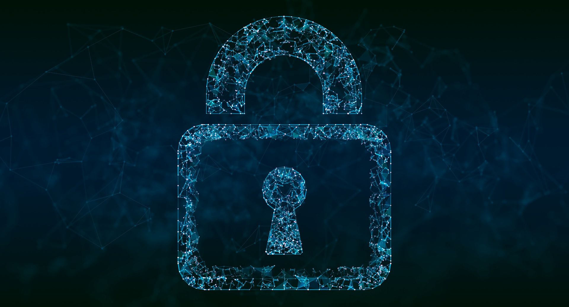 graphic of blue digital padlock