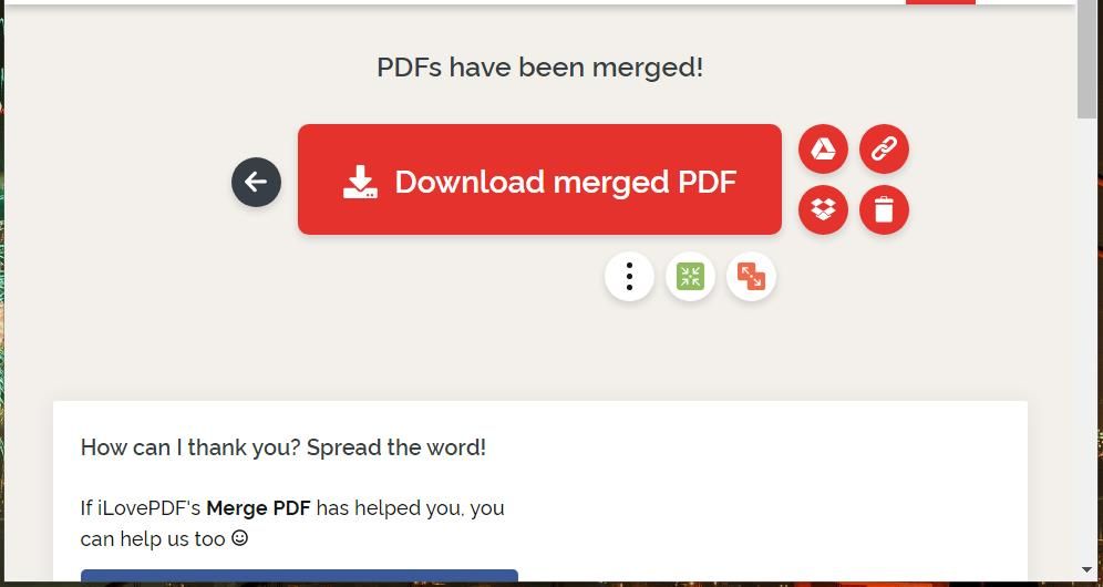 The Download merged PDF button 