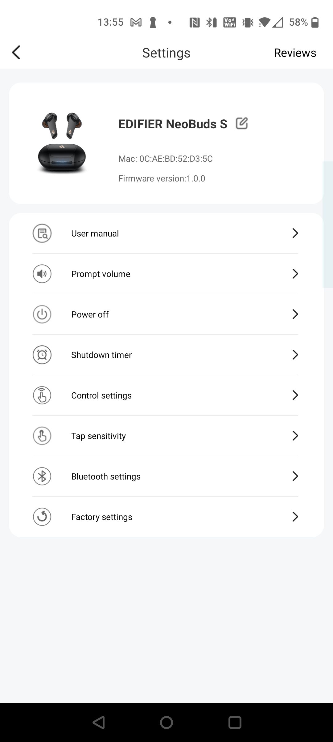 edifier neobuds s connect app settings