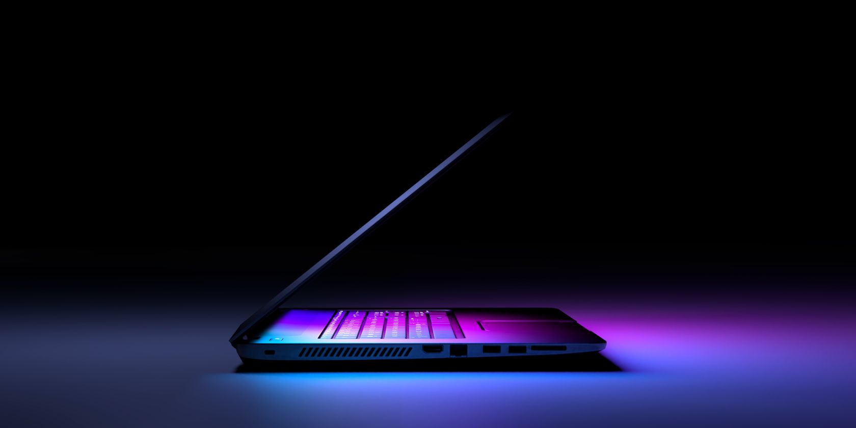 gaming laptop on colourful background