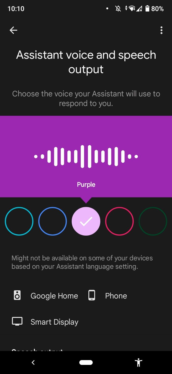 google home assistant voice purple