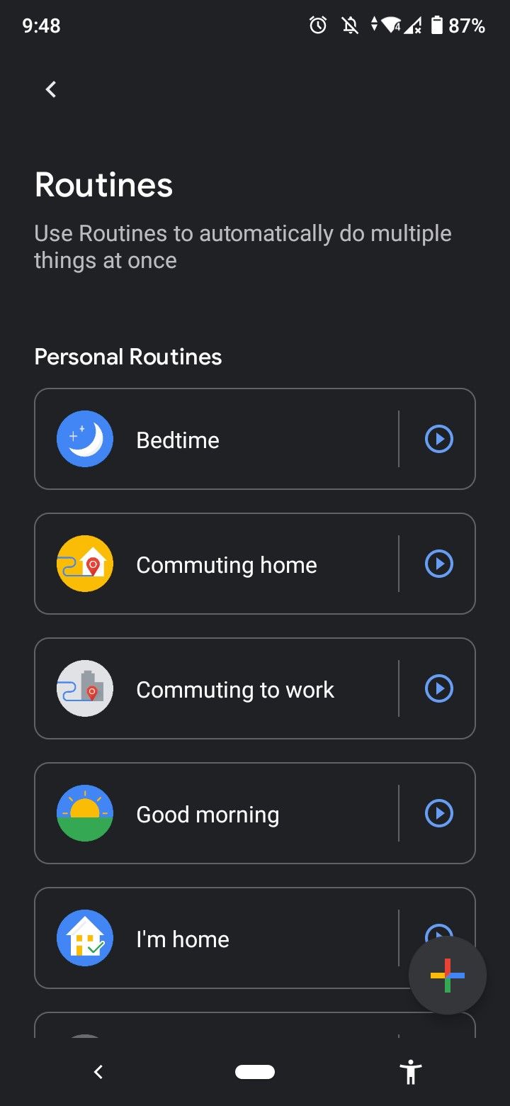 google home list of routines