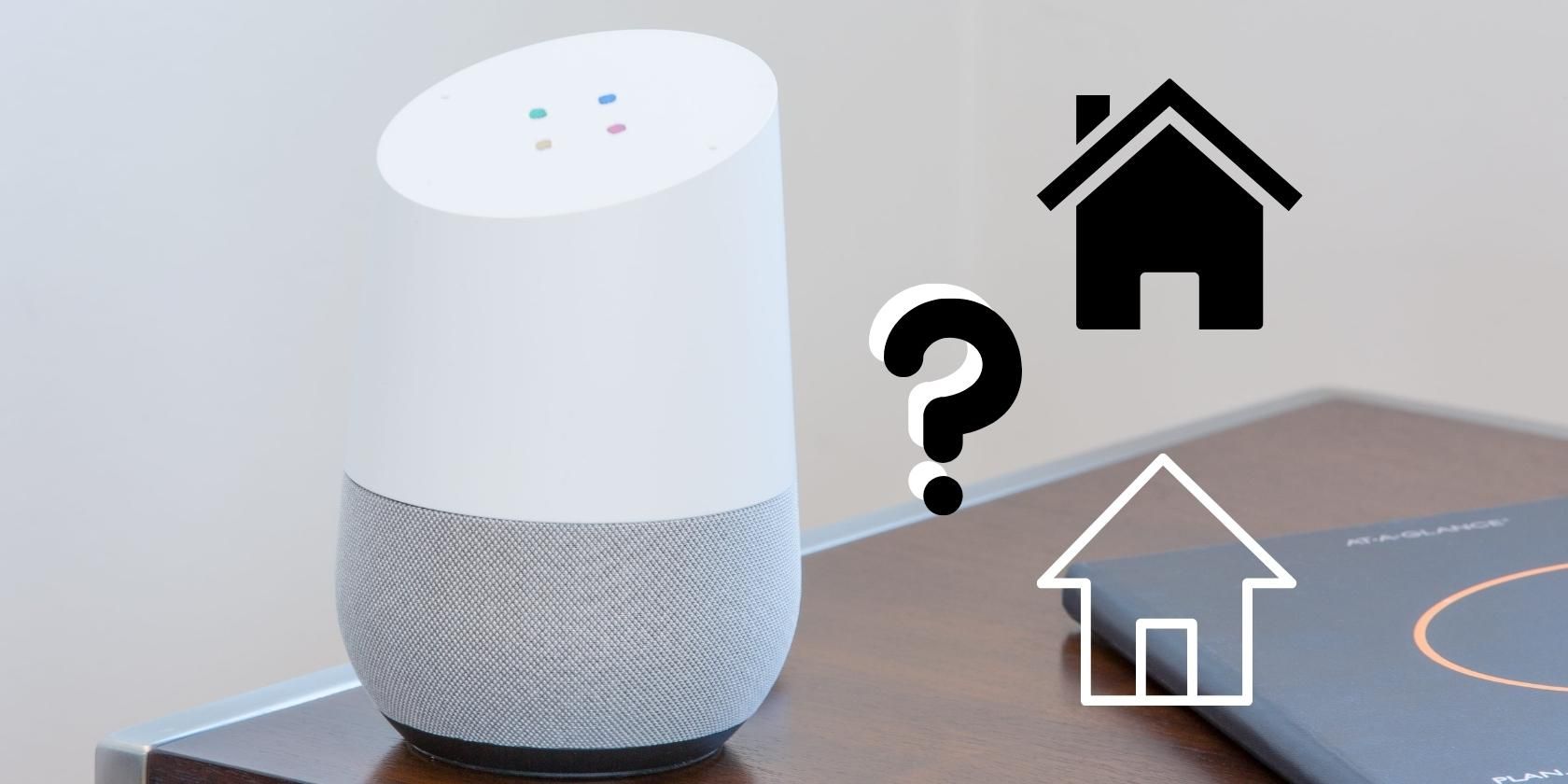 google home with two drawings of houses