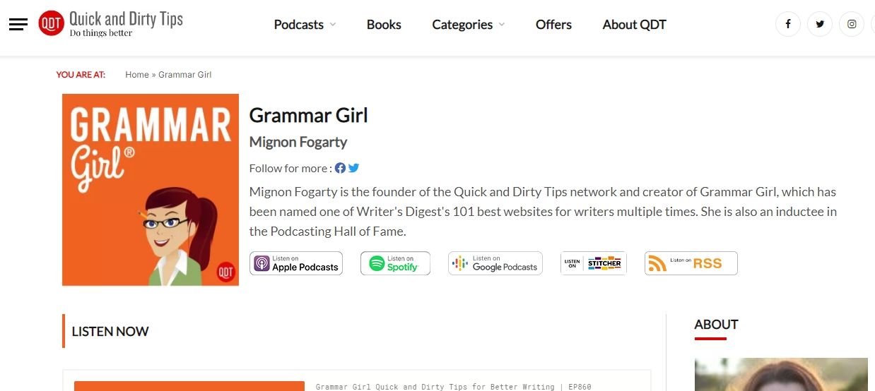 grammar girl podcast screenshot