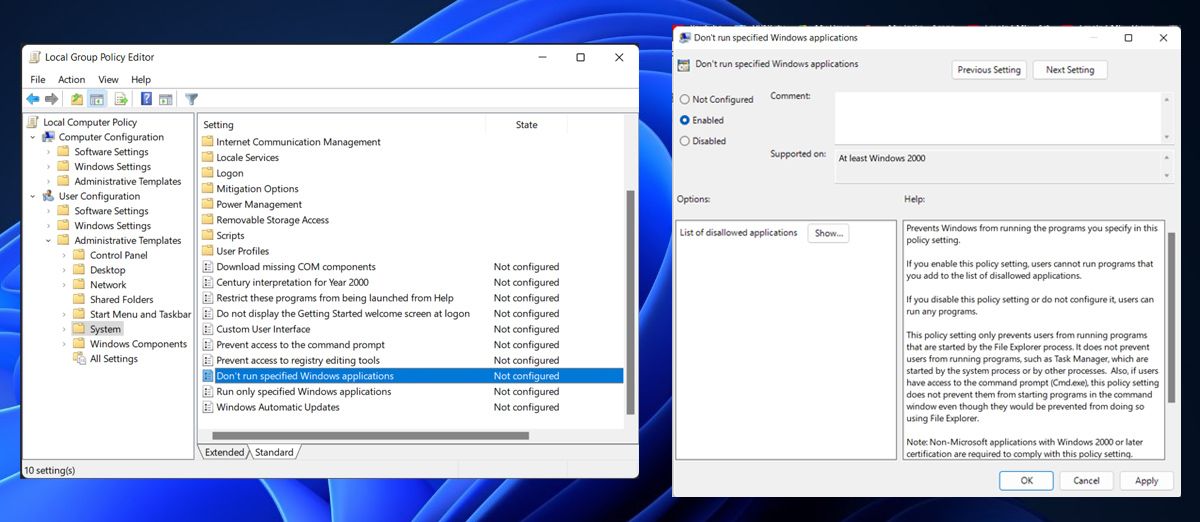 Group Policy apps in Windows 11