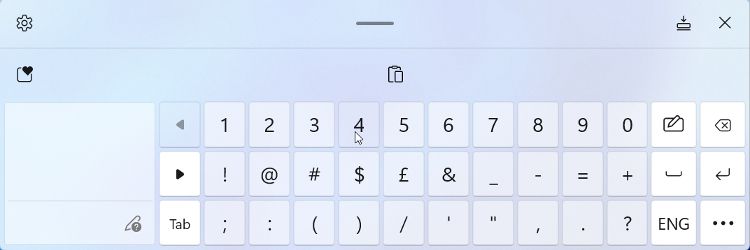 The special character keyboard in the handwriting tool