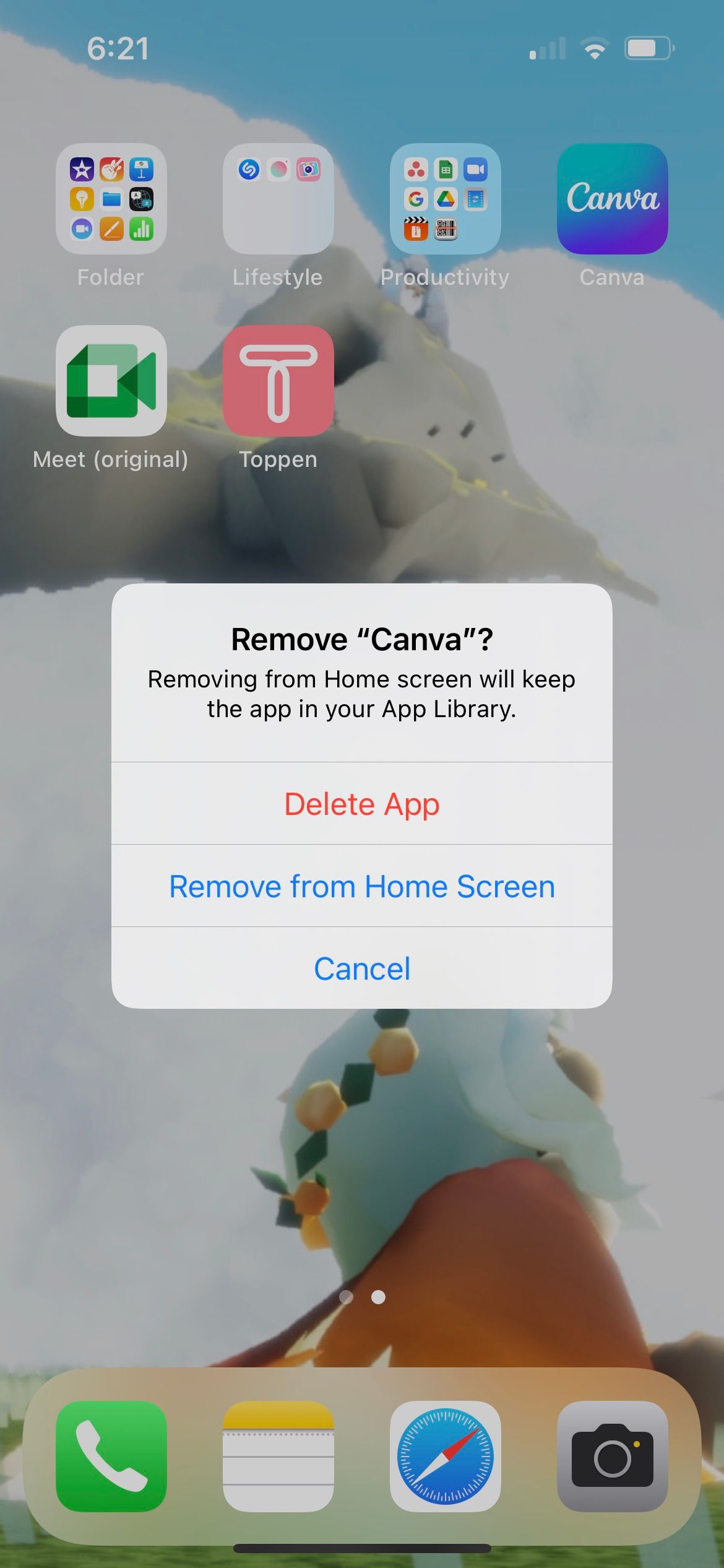 remove iphone app from home screen
