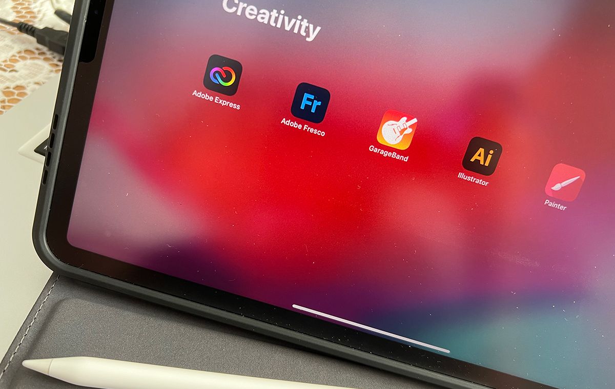 iPad Creativity apps featuring Adobe apps.