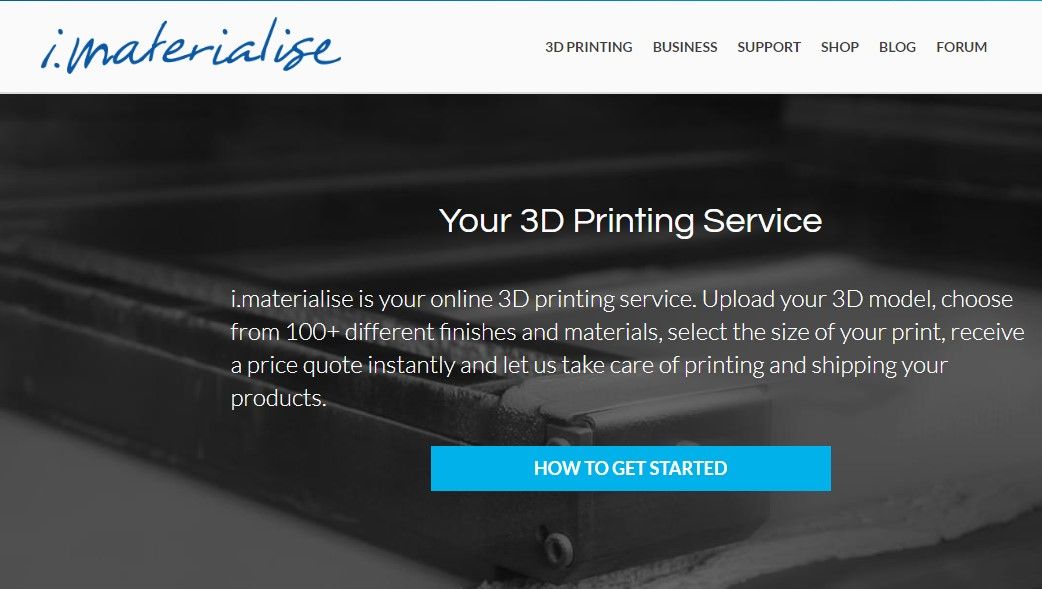 The homepage of i.materialise website