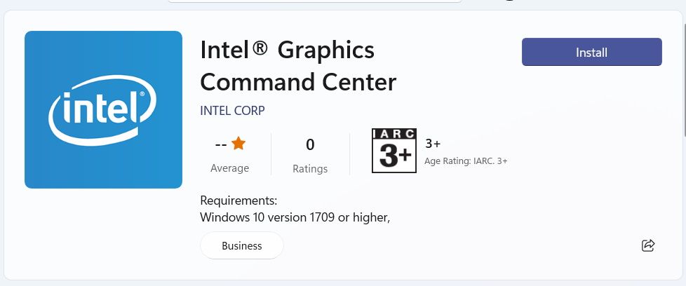 the intel graphics command center in the microsoft store on windows
