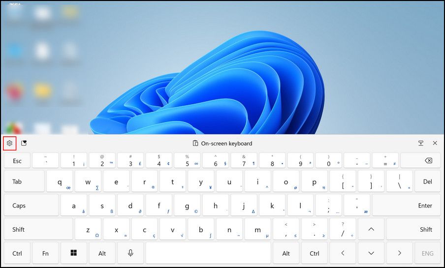 Keyboard gear icon