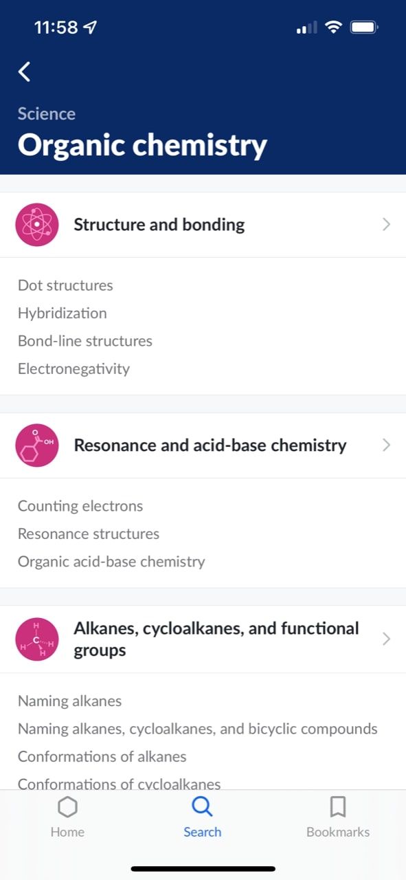 Khan Academy course page