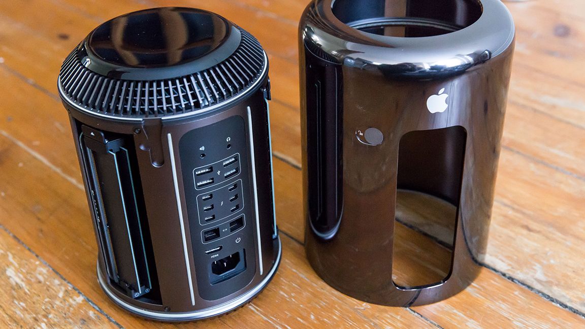Mac Pro 2013 on a wood table