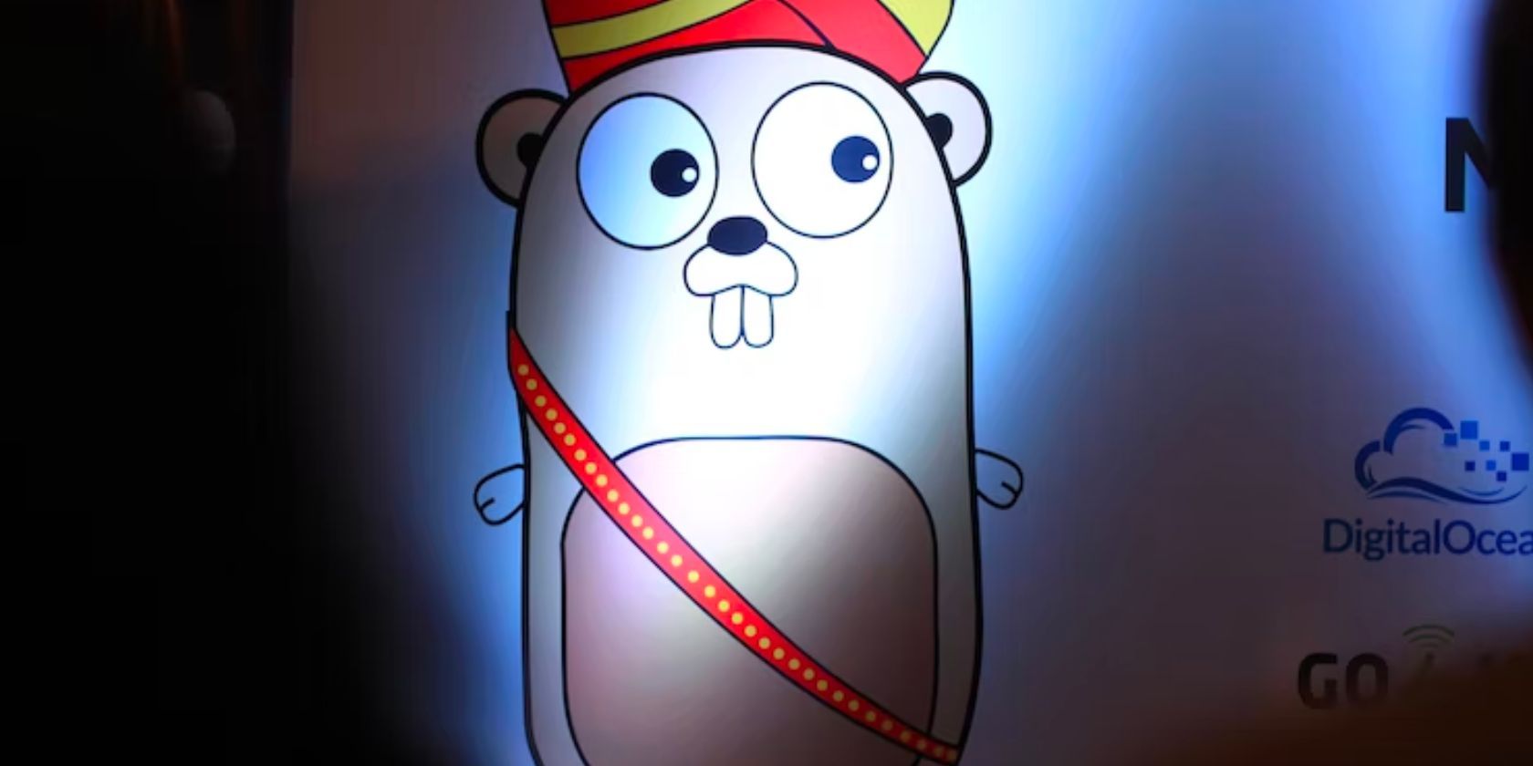 The Go programming language mascot, a gopher with prominent front teeth and large eyes