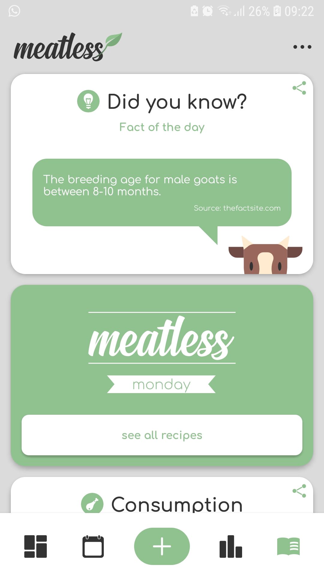 meatless meat intake tracker mobile app consumption