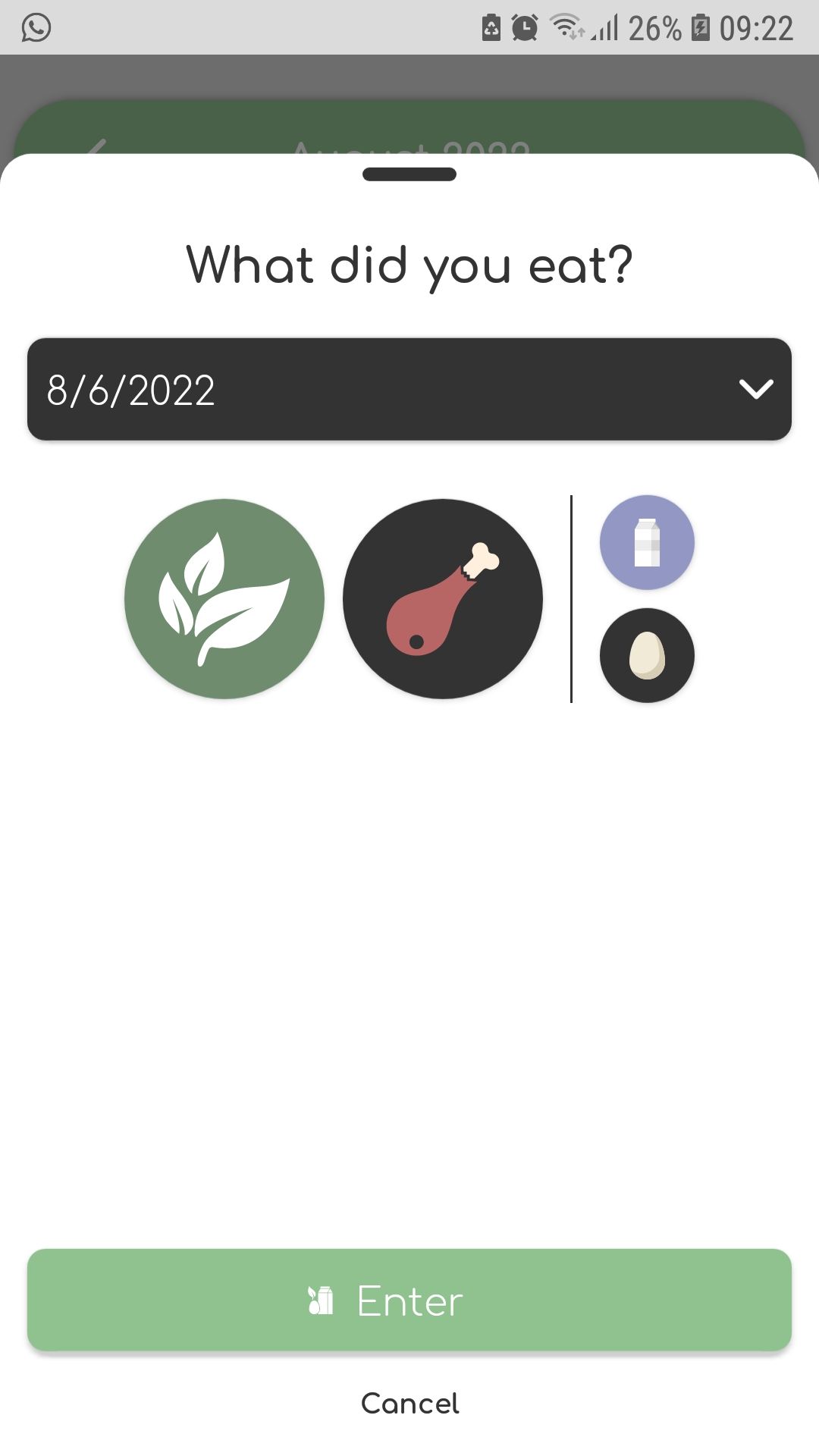 meatless meat intake tracker mobile app what did you eat