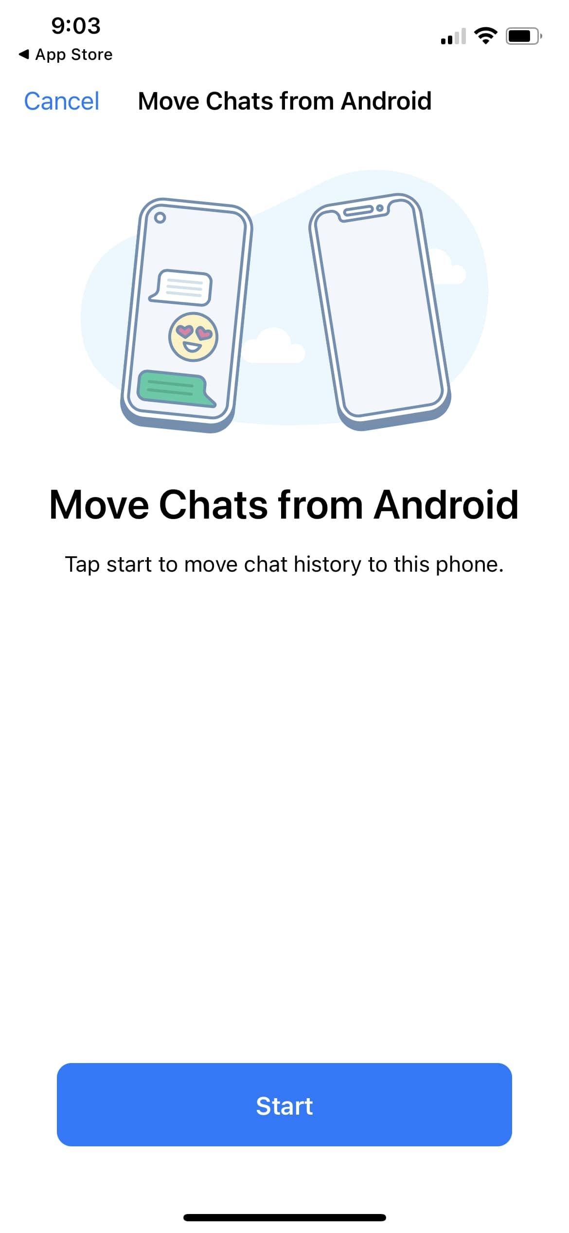move chats from android screen on whatsapp iphone app