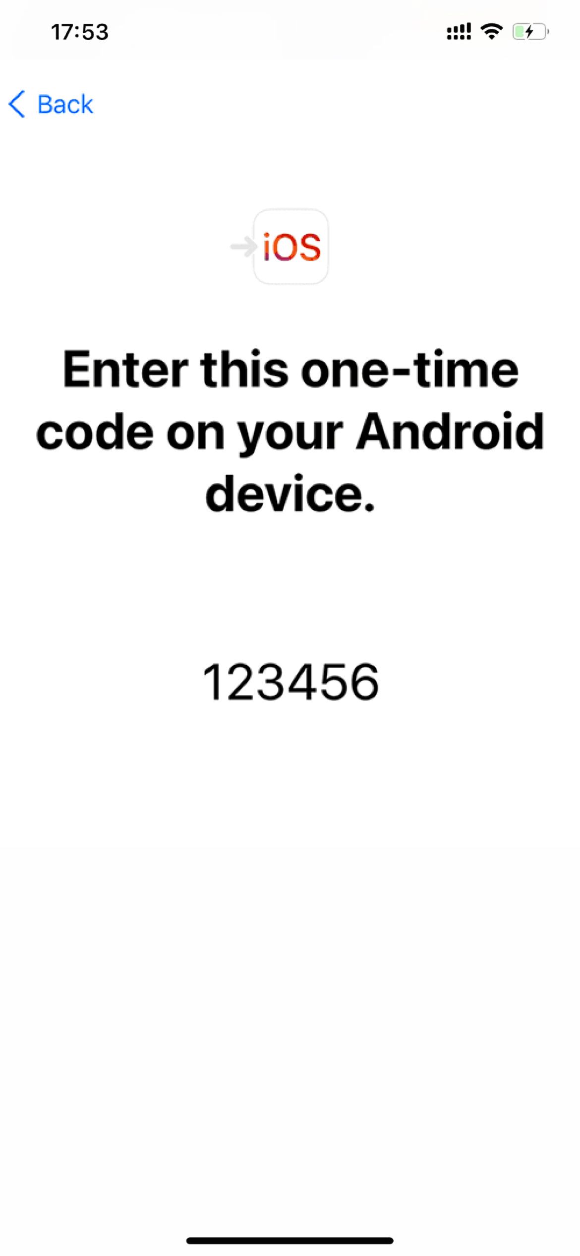 move to ios code on iphone setup