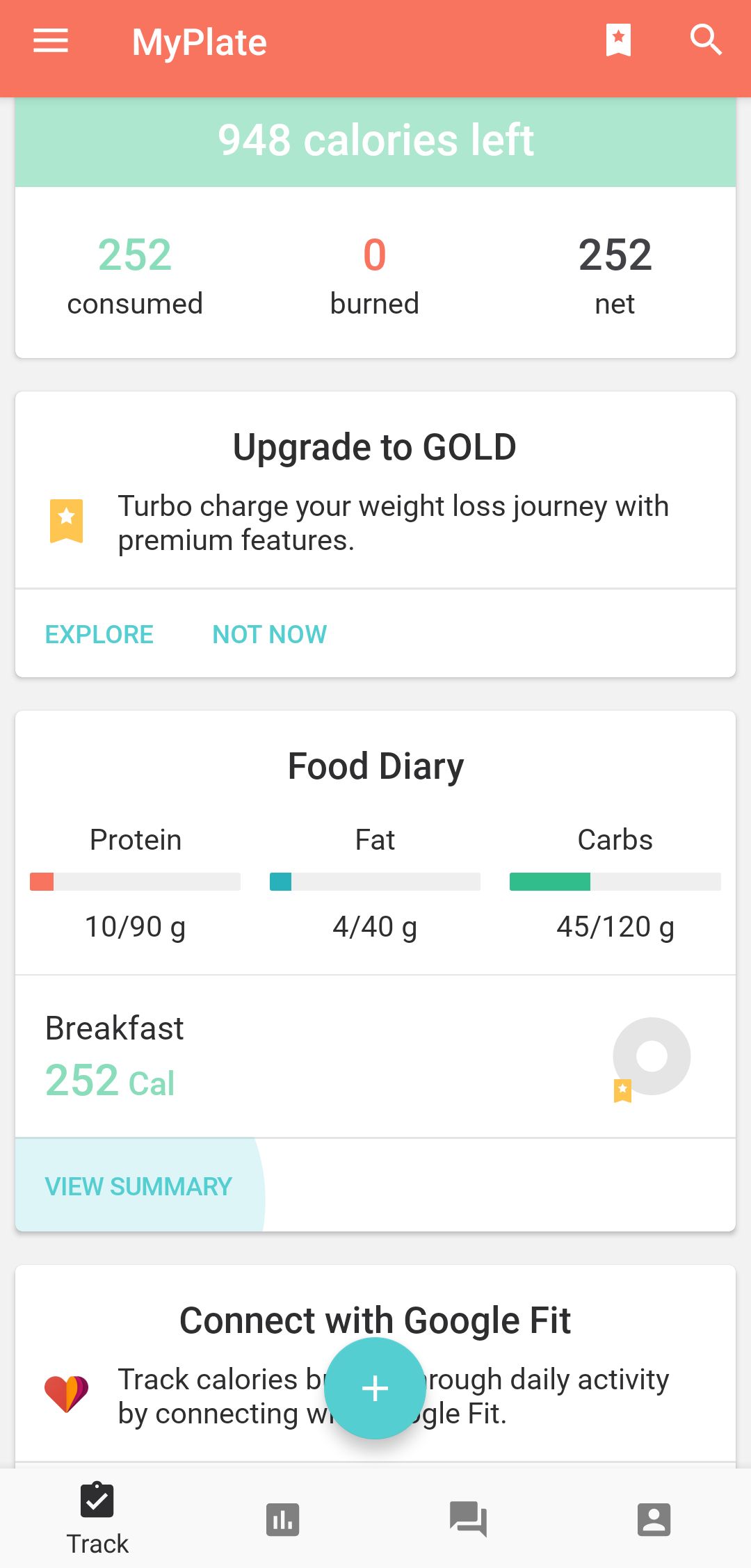 اپلیکیشن MyPlate Food Diary
