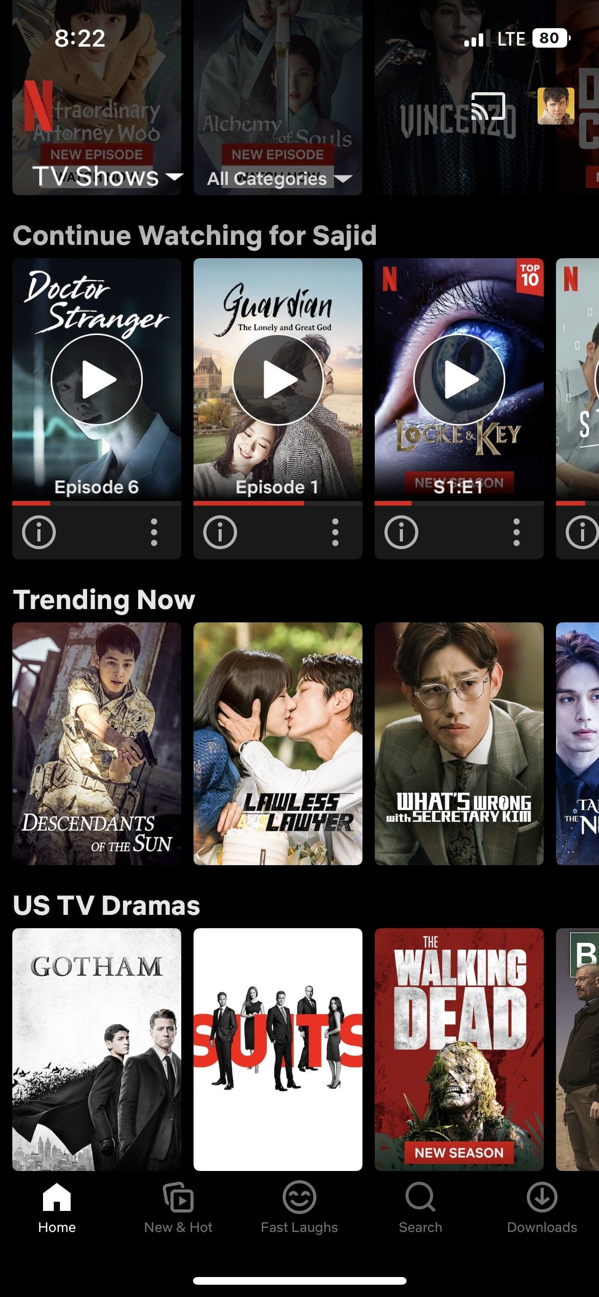 Netflix iOS App TV Shows page