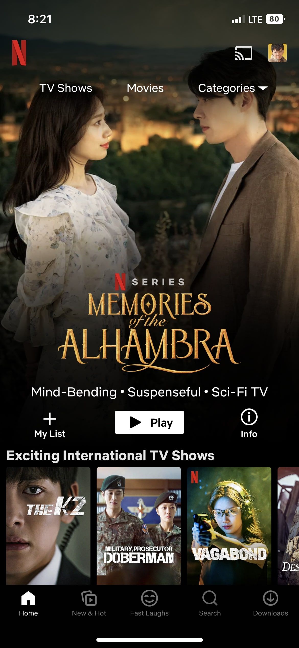 Netflix iOS app home screen