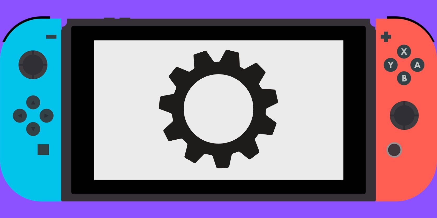 A vector of Nintendo Switch with a vector of a cog in the screen