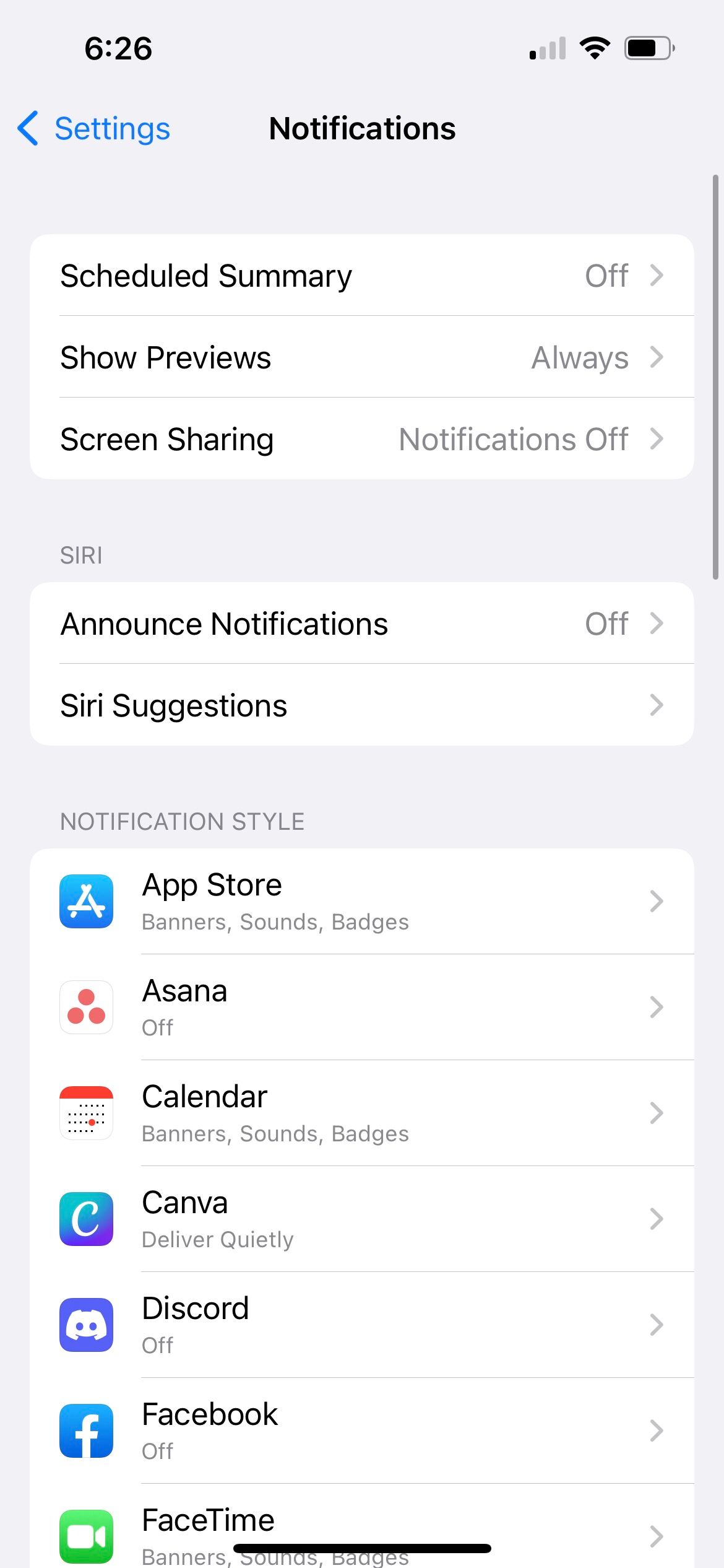 change app notifications settings on iphone