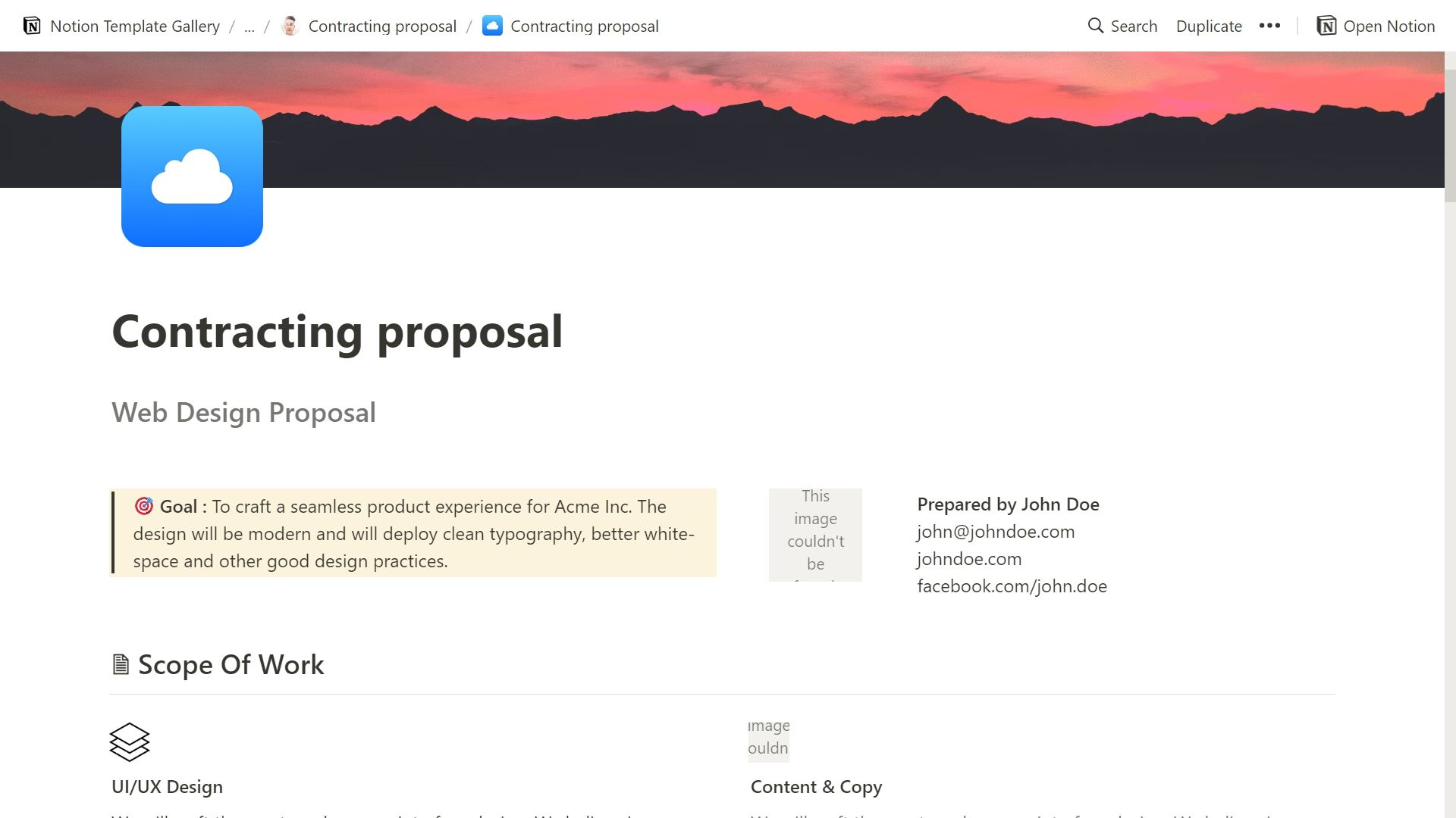 notion contracting proposal template