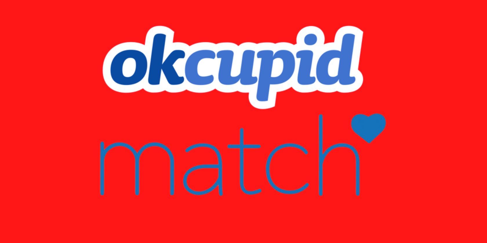 The OKCupid and Match logos on a red background