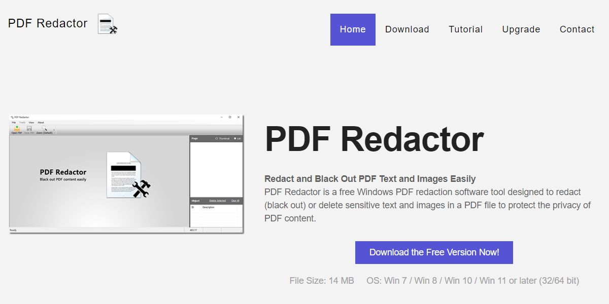 downloading pdf redactor from the main website
