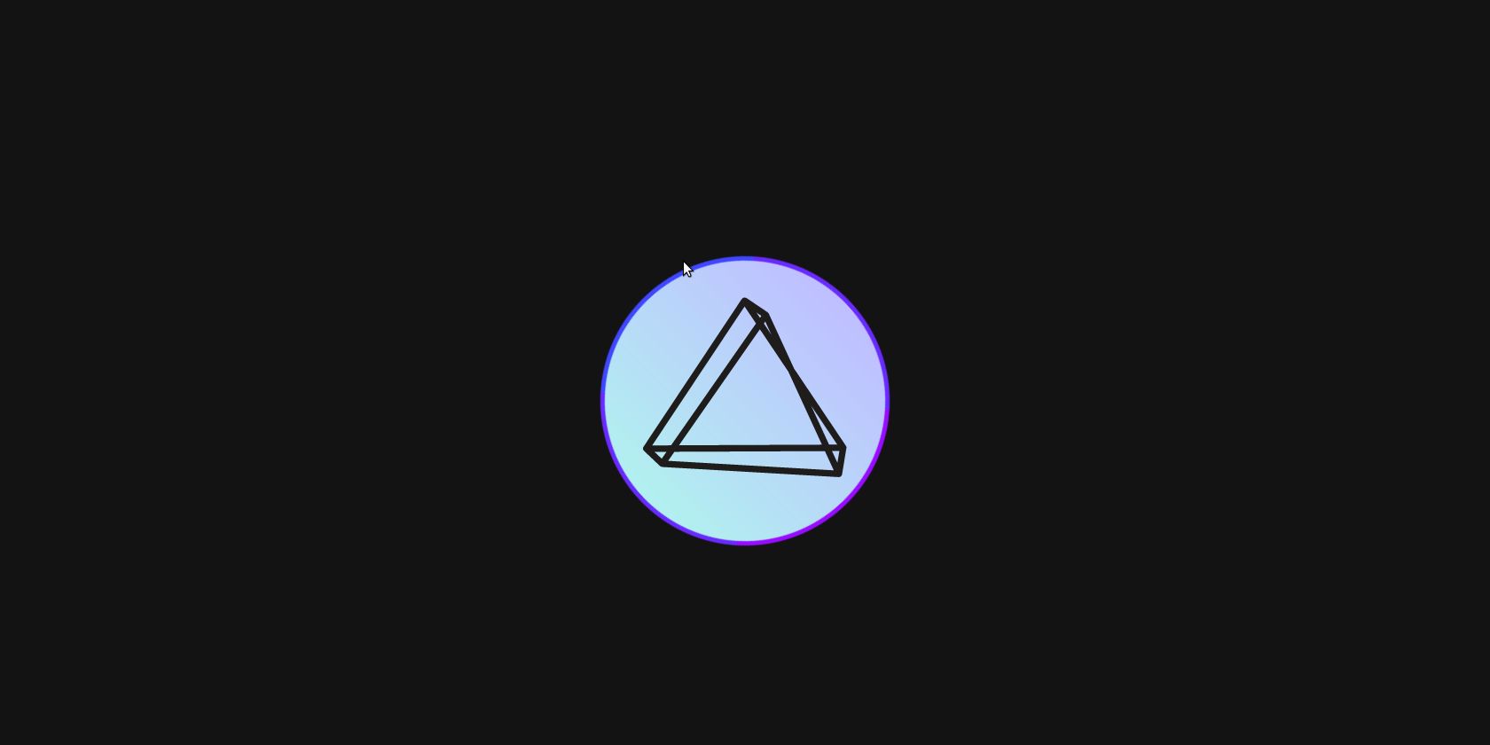 A triangle within a circle on a black background