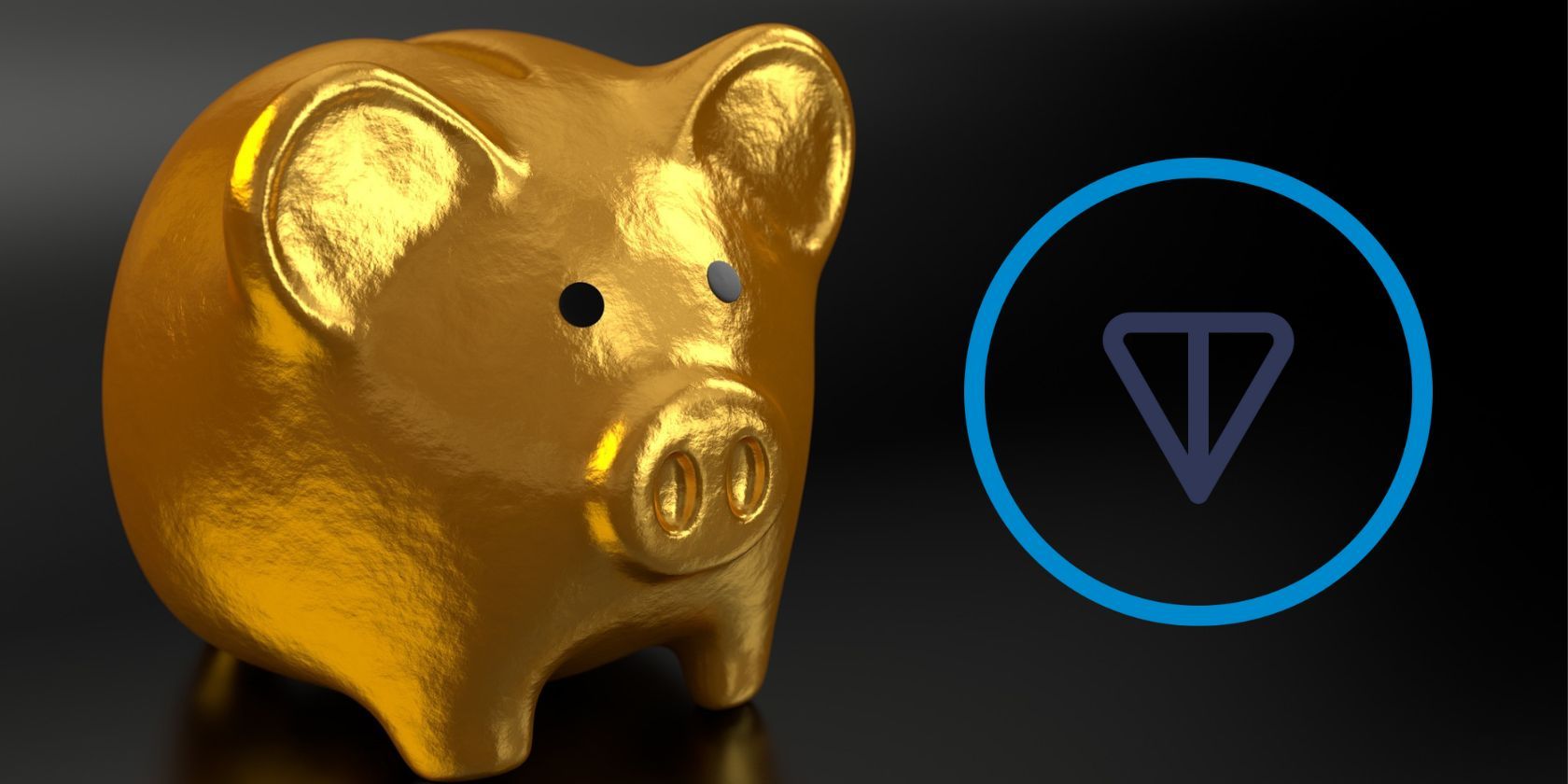 gold piggy bank next to toncoin logo