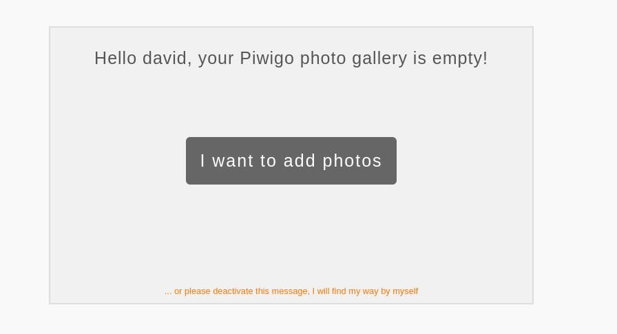 piwigo empty gallery message