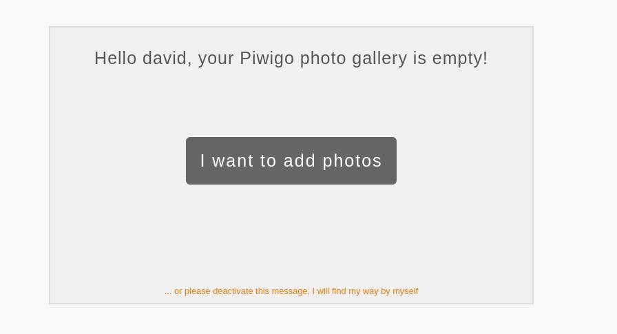 piwigo empty gallery message