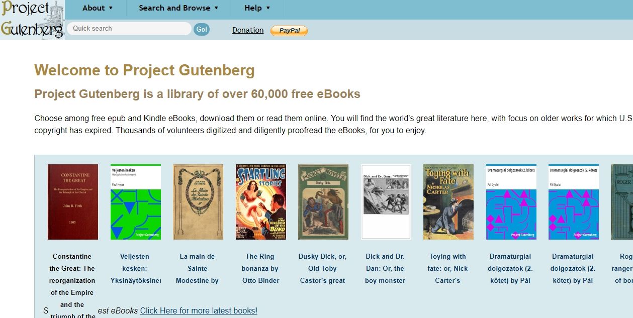 project gutenberg screenshot